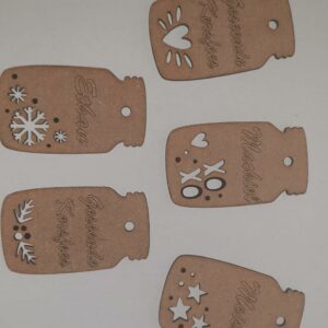 Personalized laser cut gift tags bottles