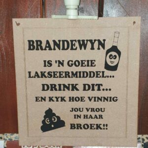 Bar sign brandewyyn lakseermiddel