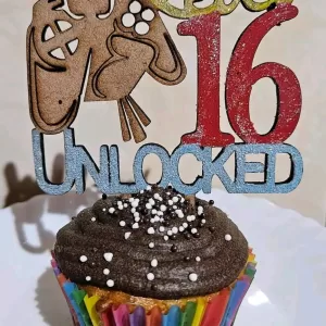 level 16 unlocked birthday cake topper
