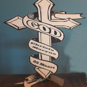 personalized anniversary cross & stand