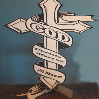 personalized anniversary cross & stand