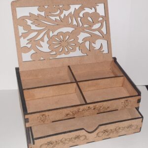 laser cut decorative jewellery box with drawer