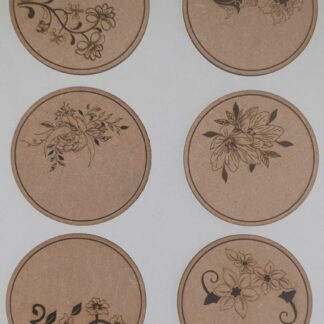 floral coasters 8cm round (set of 8)