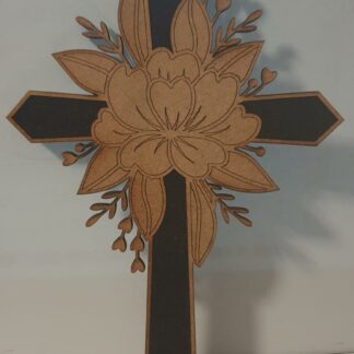 black cross with flower