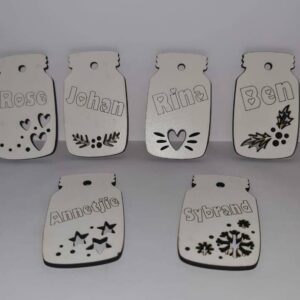 bottle shape gift tags white face