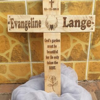 personalised memorial cross handmade from wood