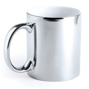 metallic silver mug + personalization