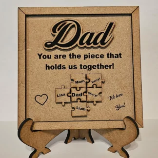 dad "you are the piece that holds us together" puzzle plaque