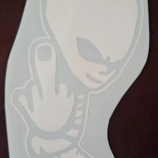 alien giving the finger vinyl decal