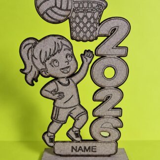 laser cut wooden netball trophy