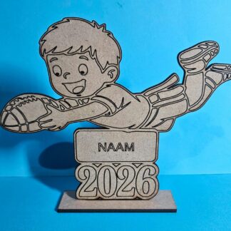 laser cut wooden rugby trophy